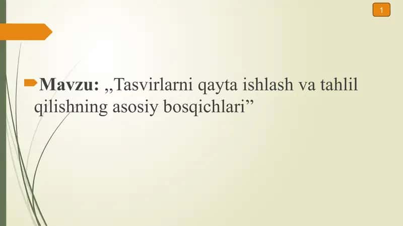 Tasvirlarni qayta ishlash va tahlil qilishning asosiy bosqichlari 1