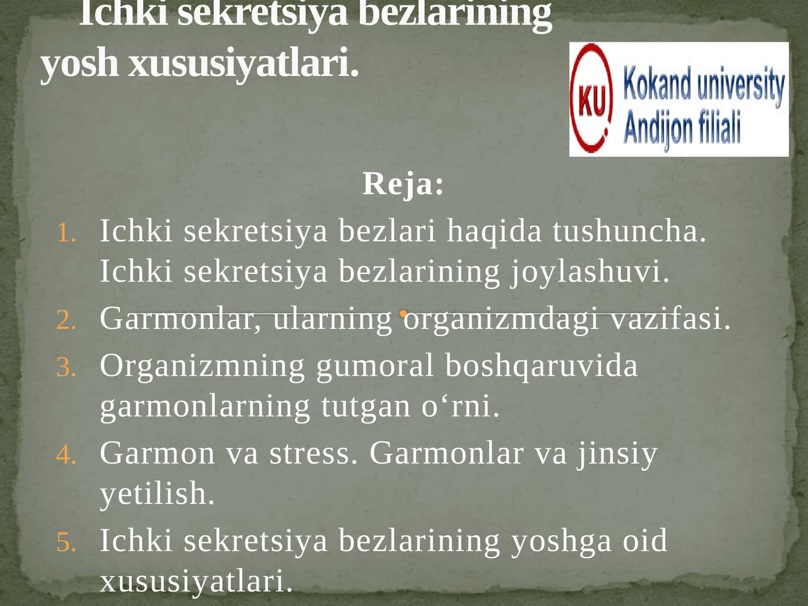 Ichki sekretsiya bezlarining yosh xususiyatlari 1
