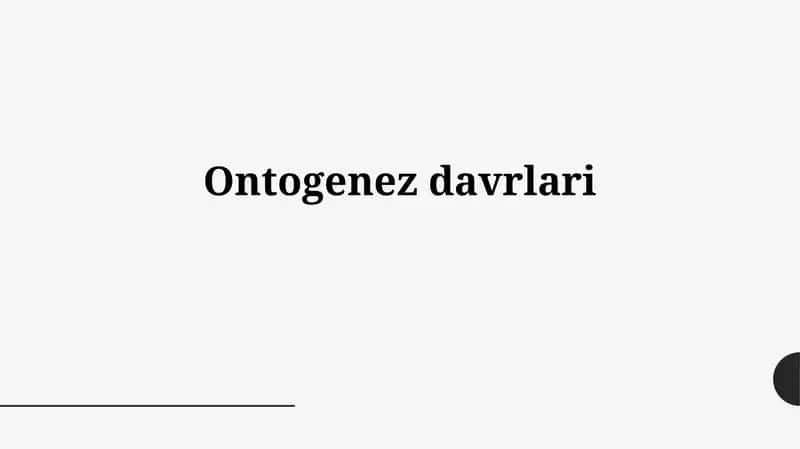 Ontogenezdavrlari 1