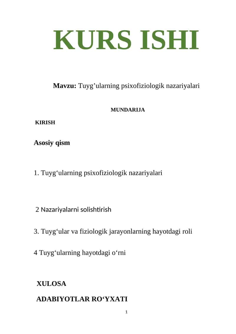 Tuyg’ularning psixofiziologik nazariyalari 1