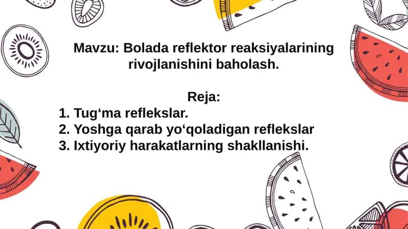 Bolada reflektor reaksiyalarining rivojlanishini baholash 1
