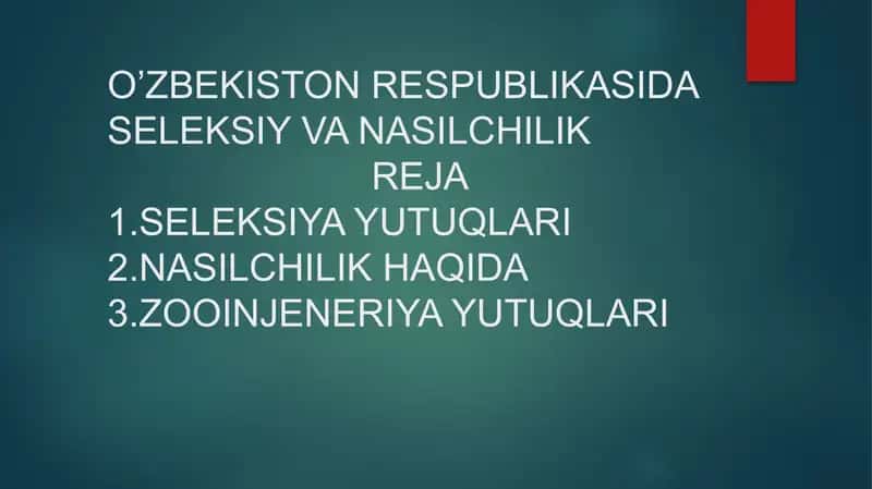 O’ZBEKISTON RESPUBLIKASIDA SELEKSIY VA NASILCHILIK 1