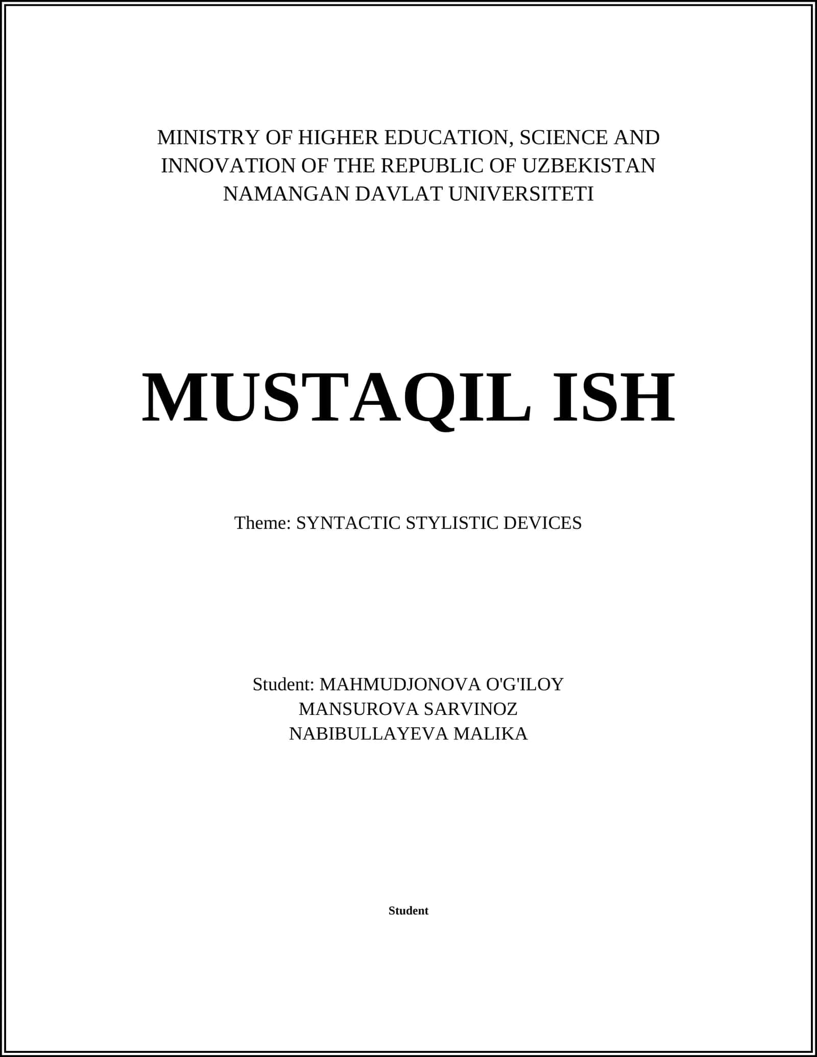 SYNTACTIC STYLISTIC DEVICES 1