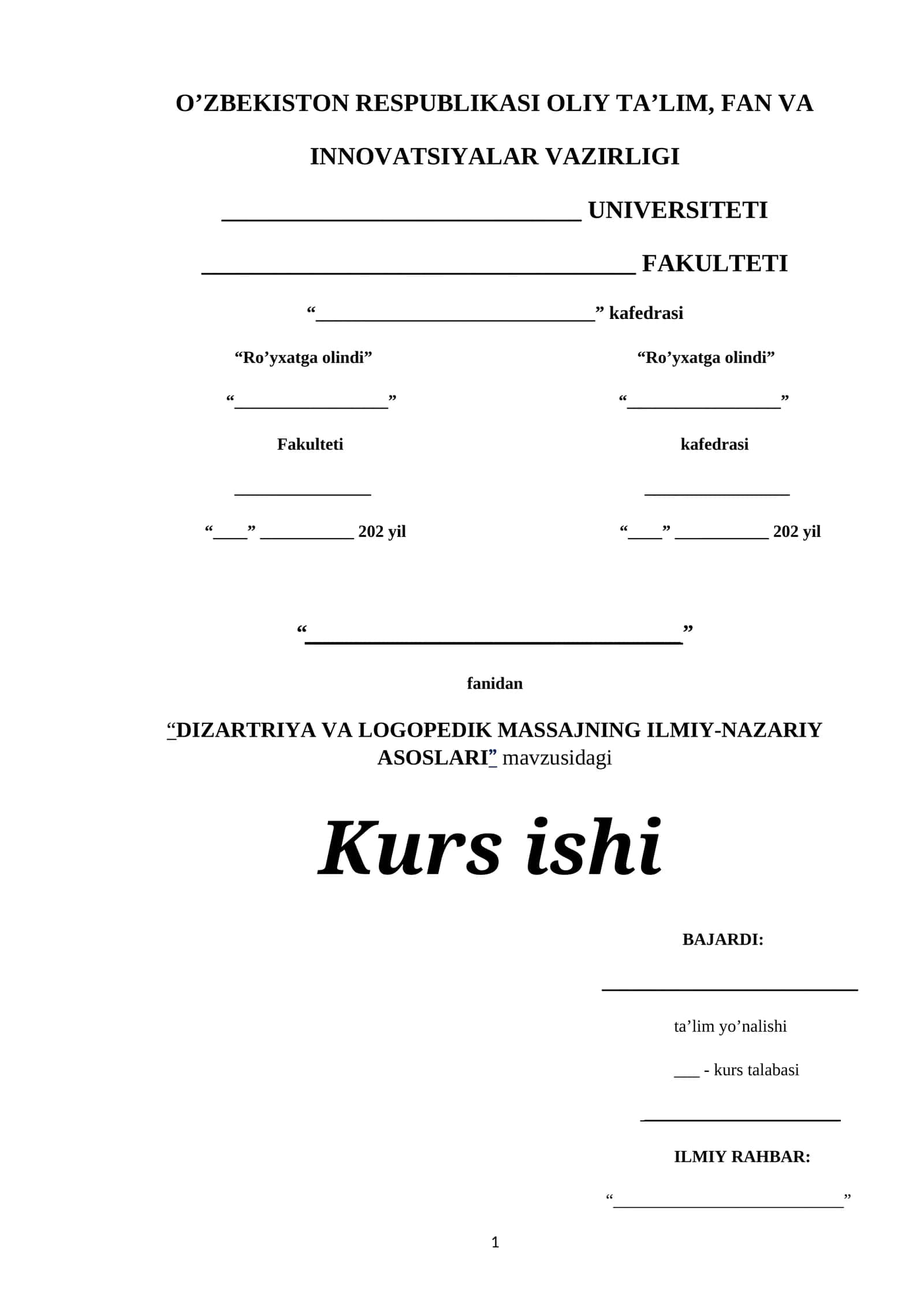 DIZARTRIYA VA LOGOPEDIK MASSAJNING ILMIY-NAZARIY ASOSLARI 1