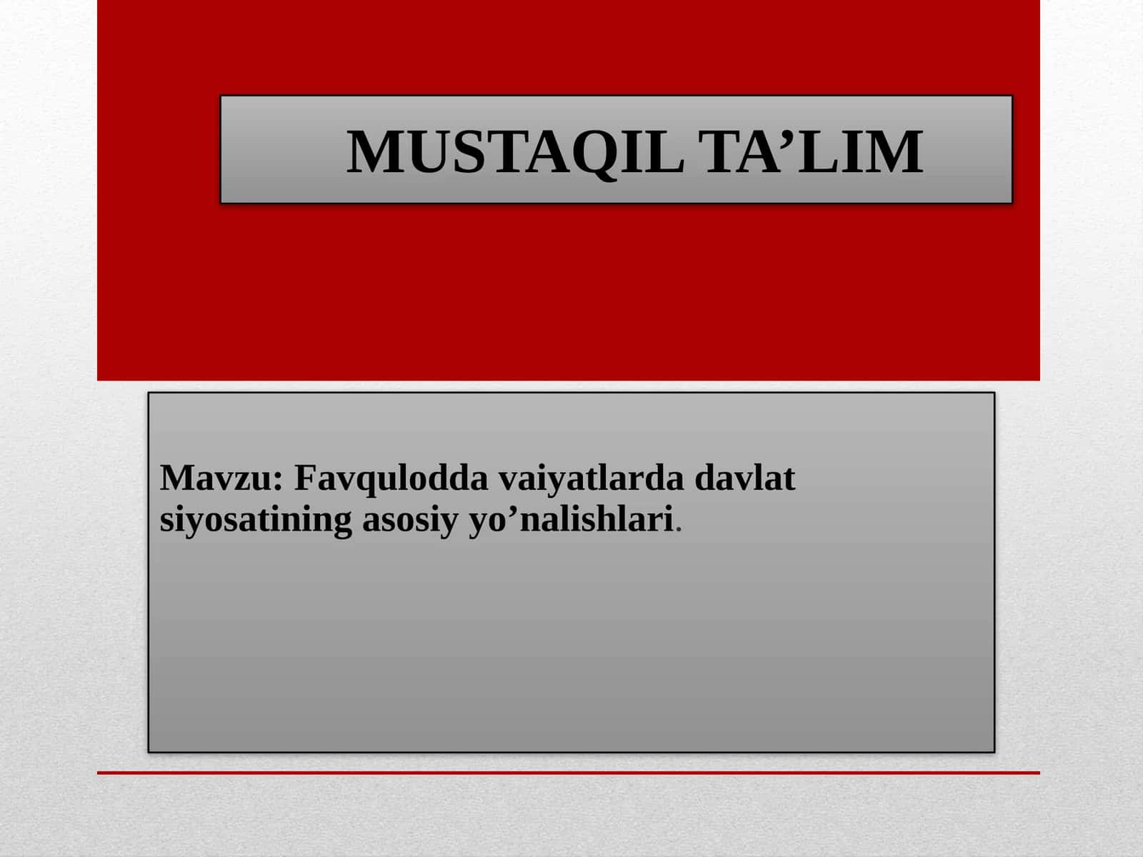 Favqulodda viyatlarda davlat siyosati 1