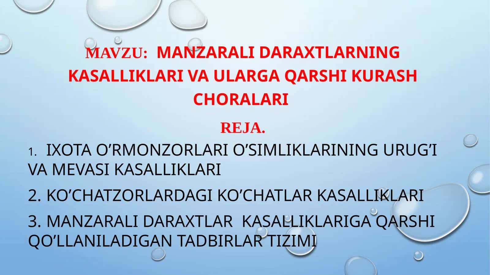 MANZARALI DARAXTLARNING KASALLIKLARI VA ULARGA QARSHI KURASHCHORALARI 1
