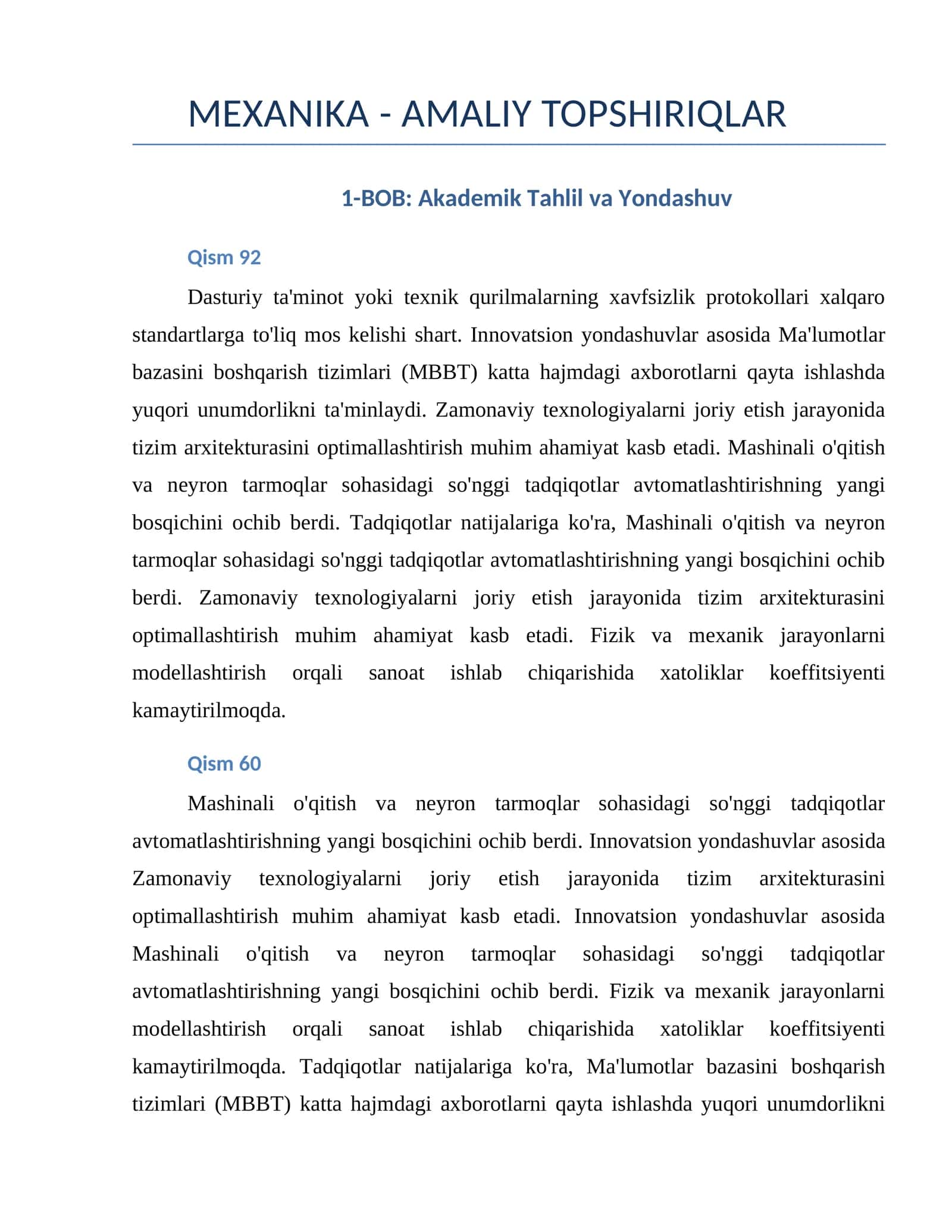 MEXANIKA - AMALIY TOPSHIRIQLAR 1