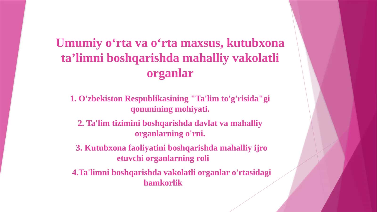 O'zbekiston Respublikasi Ta'lim To'g'risida qonunining mohiyati 1