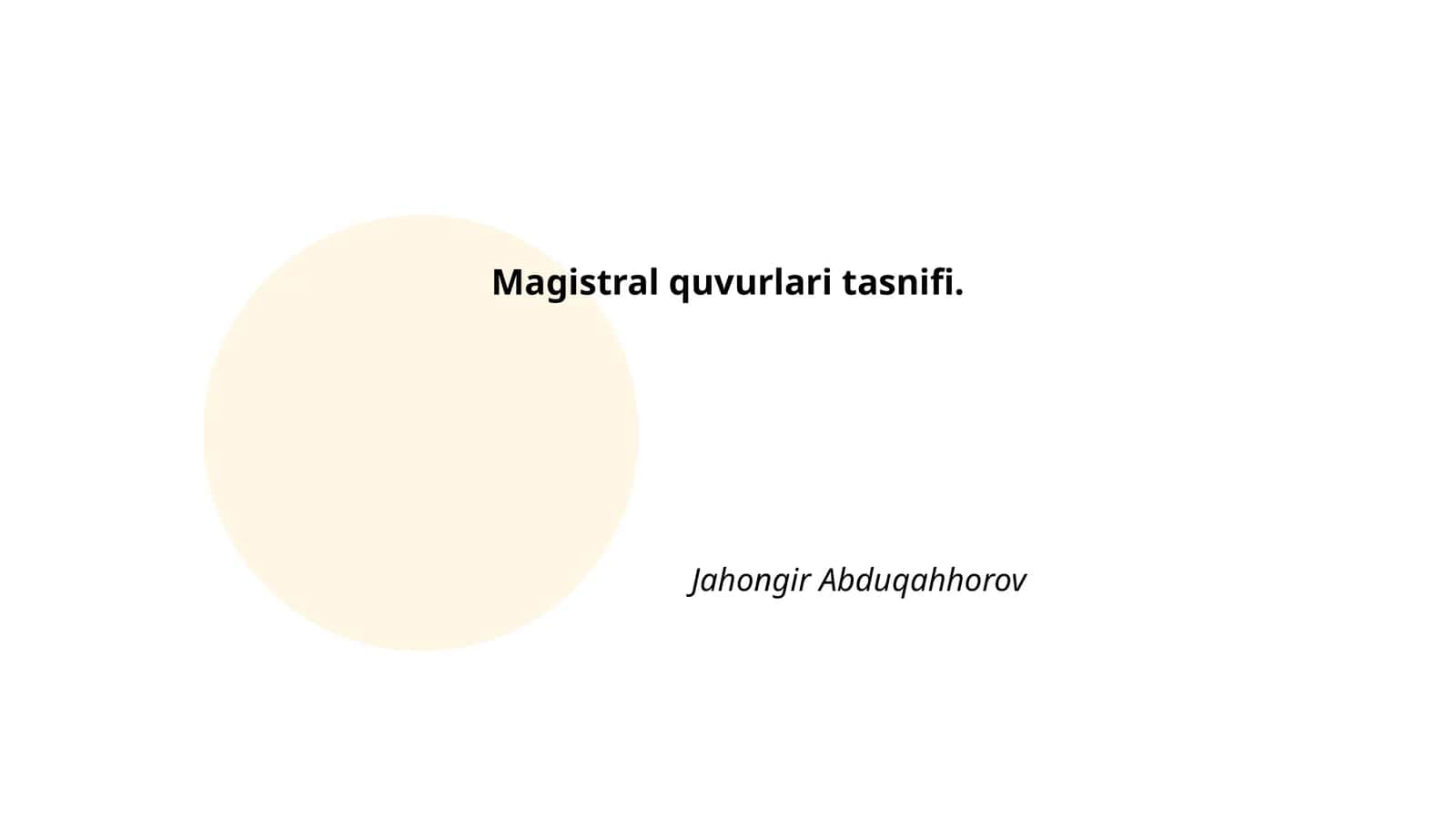 Magistral quvurlari tasnifi 1