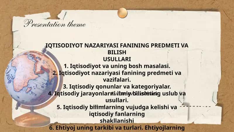 IQTISODIYOT NAZARIYASI FANINING PREDMETI VA BILISH 1