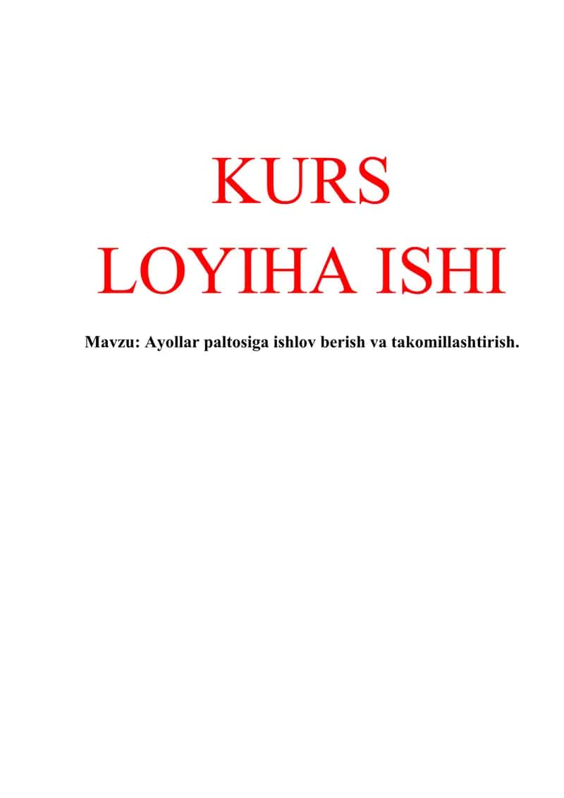 Ayollar paltosiga ishlov berish va takomillashtirish 1