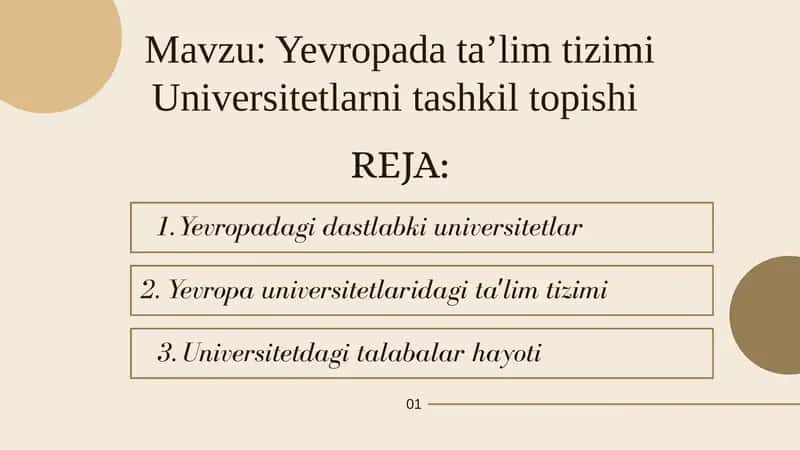 Yevropa dataʼlim tizimi Universitetlari 1