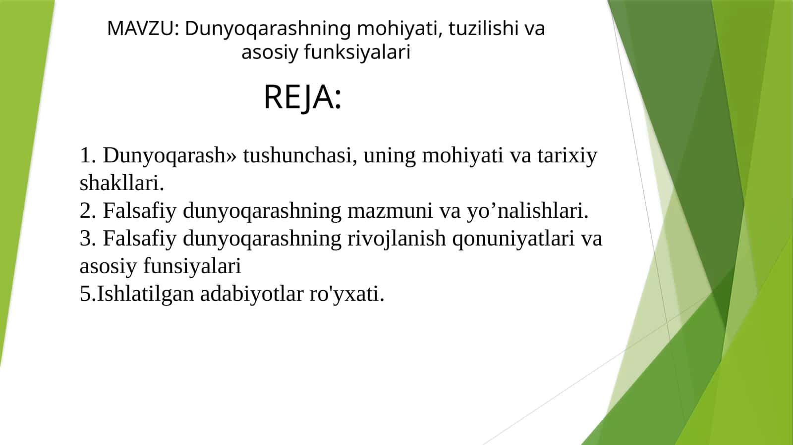 Dunyoqarashning mohiyati, tuzilishi va asosiy funksiyalari 1