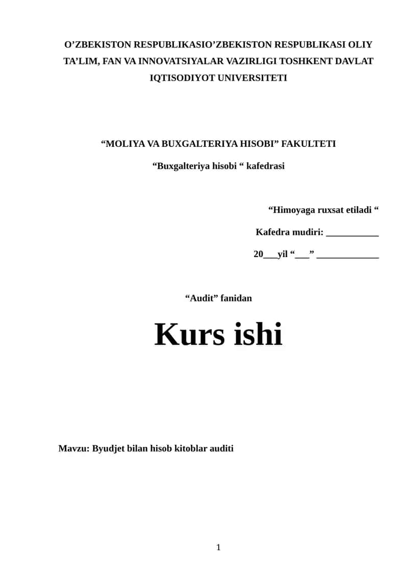 Byudjet bilan hisob kitoblar auditi 1