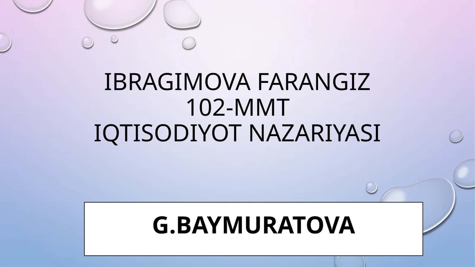 Iqtisodiyot nazariyasi 1