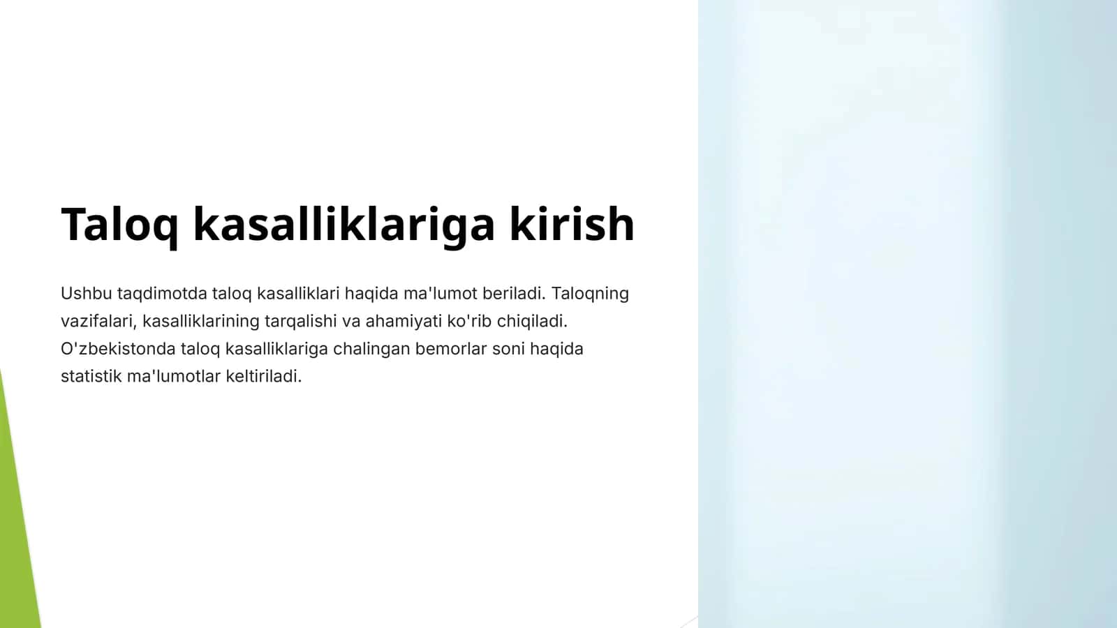 Taloq kasalliklariga kirish 1