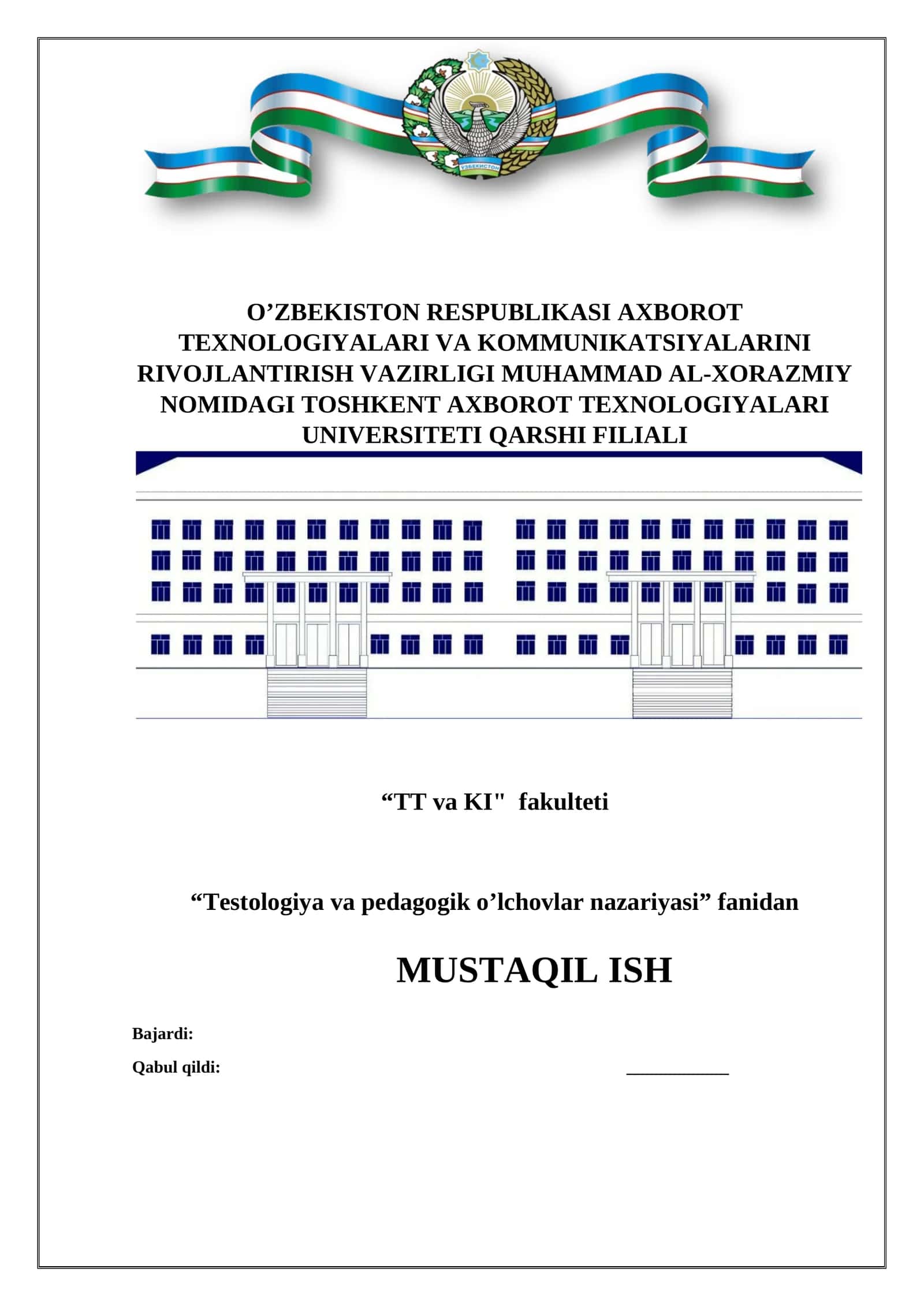 Testologiya va pedagogik o’lchovlar nazariyasi 1