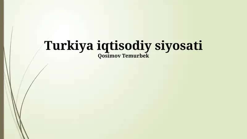 Turkiya iqtisodiy siyosati 1