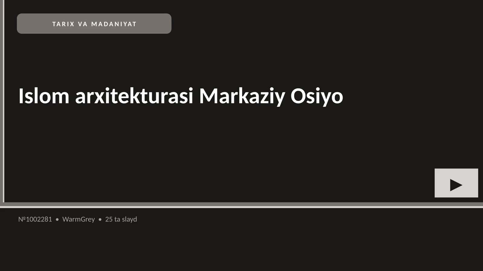 Islom arxitekturasi Markaziy Osiyo 1