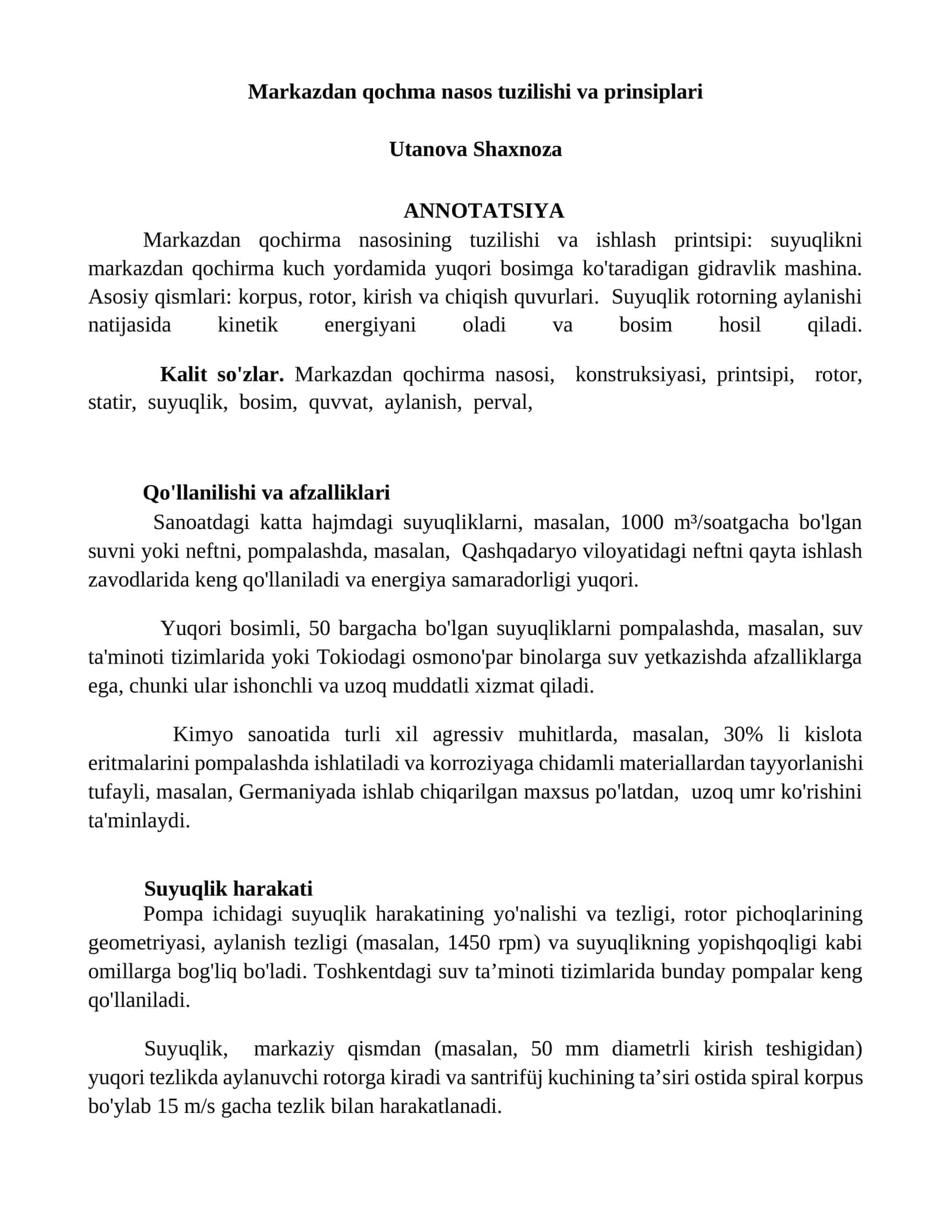 Markazdan qochma nasos tuzilishi va prinsiplari 1