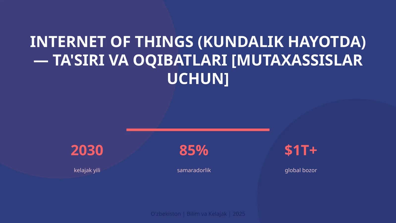 INTERNET OF THINGS (KUNDALIK HAYOTDA) — TA'SIRI VA OQIBATLARI [MUTAXASSISLAR UCHUN] 1