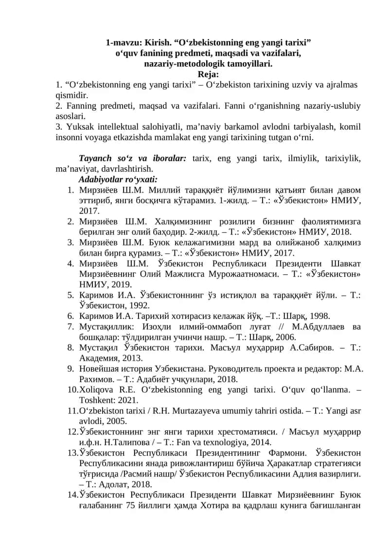 O‘zbekistonning eng yangi tarixi 1