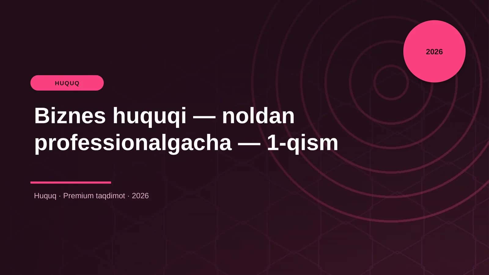 Biznes huquqi — noldan professionalgacha — 1-qism 1
