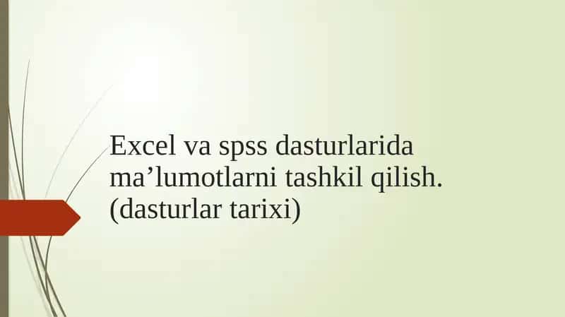 Excel va SPSS dasturlari 1