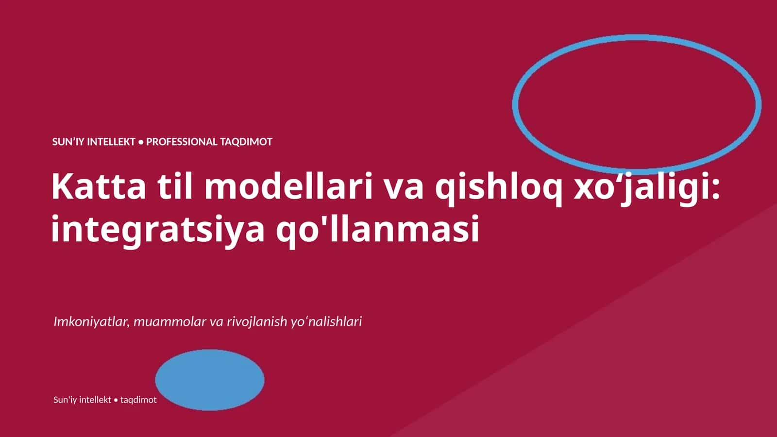 Katta til modellari va qishloq xoʻjaligi: integratsiya qo'llanmasi 1