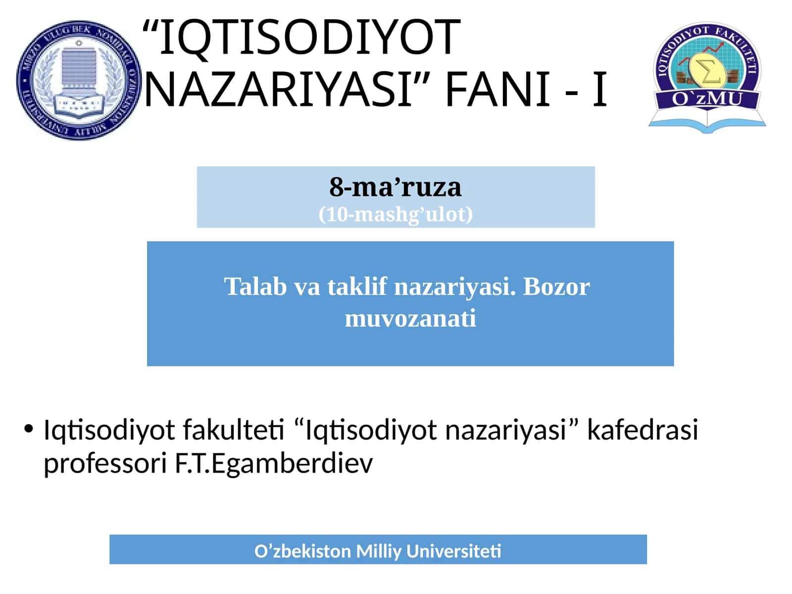 IQTISODIYOT NAZARIYASI 1