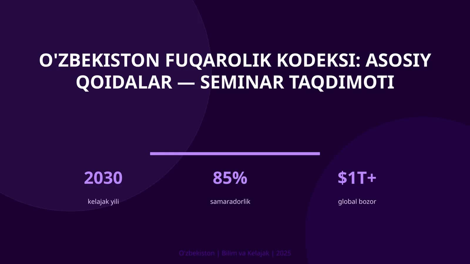 O'zbekiston fuqarolik kodeksi: asosiy qoidalar — seminar taqdimoti 1