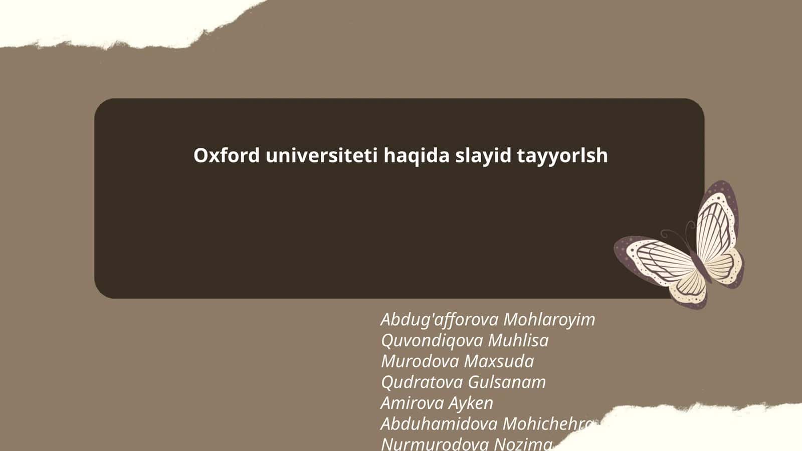 Oxford universiteti haqida slayid tayyorlsh 1