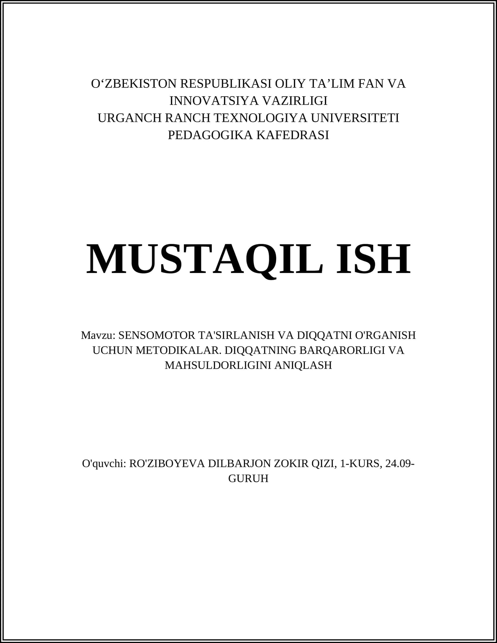 Sensor-motor muvofiqlashtirishni rivojlantirish metodikasi 1