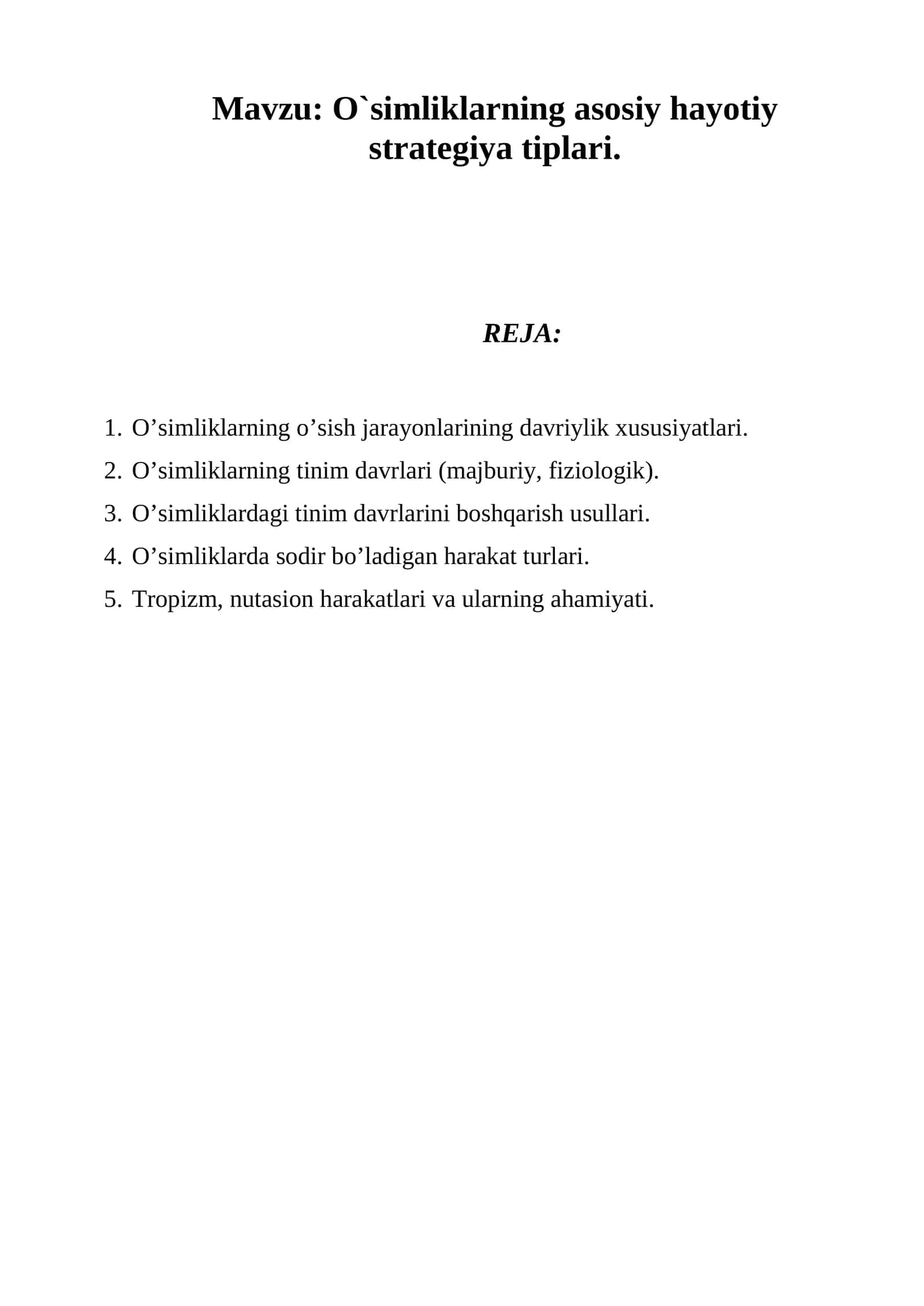 O`simliklarning asosiy hayotiy strategiya tiplari 1
