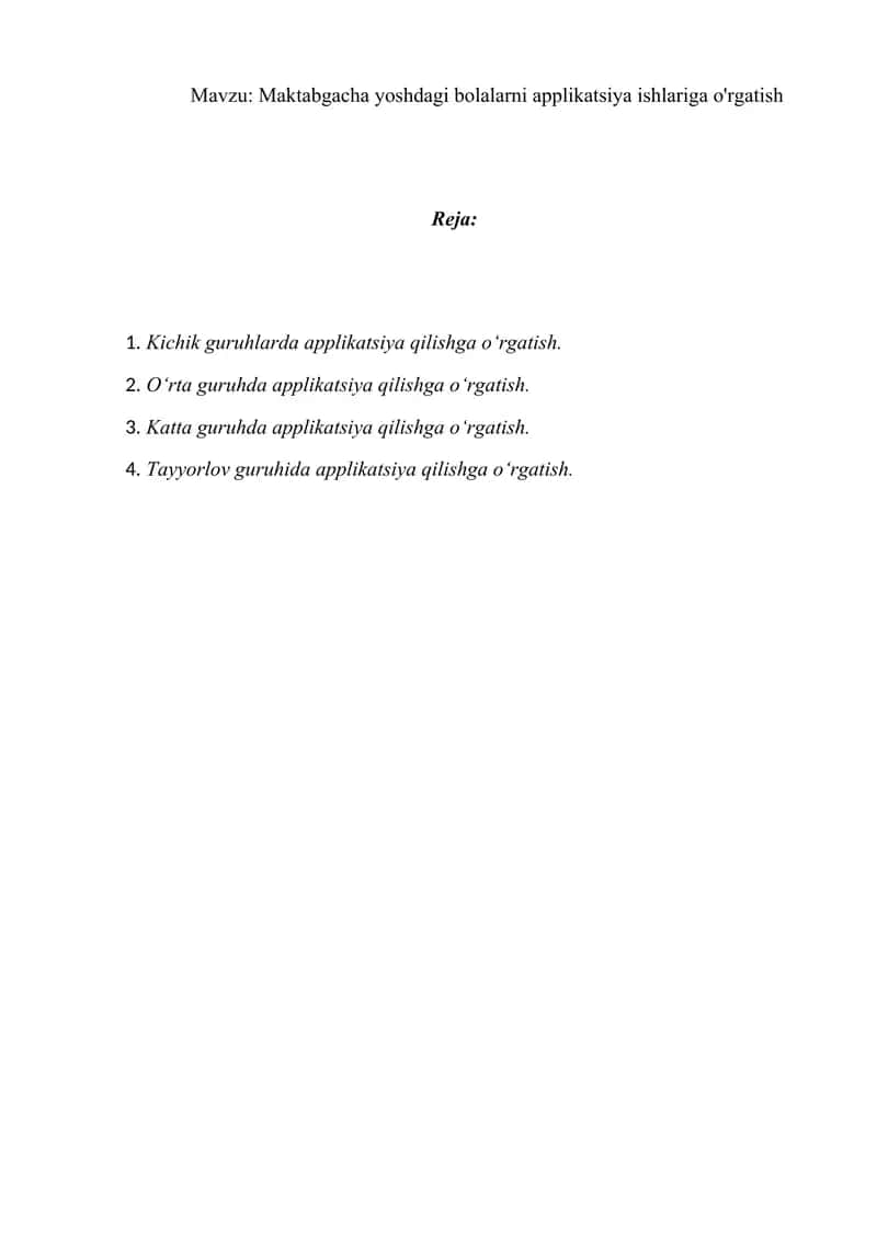 Maktabgacha yoshdagi bolalarni applikatsiya ishlariga o'rgatish 1