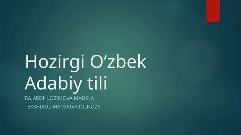 Oʻzbek Adabiy tili 1