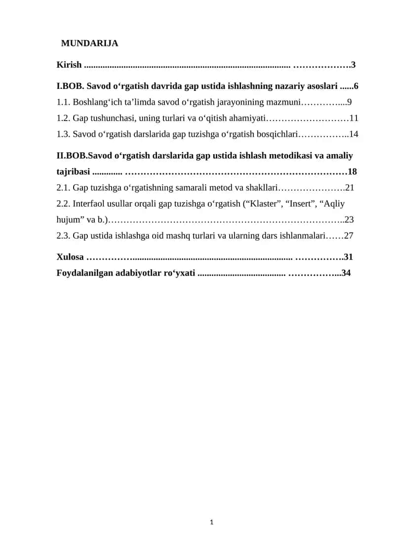 Savod o‘rgatish 1