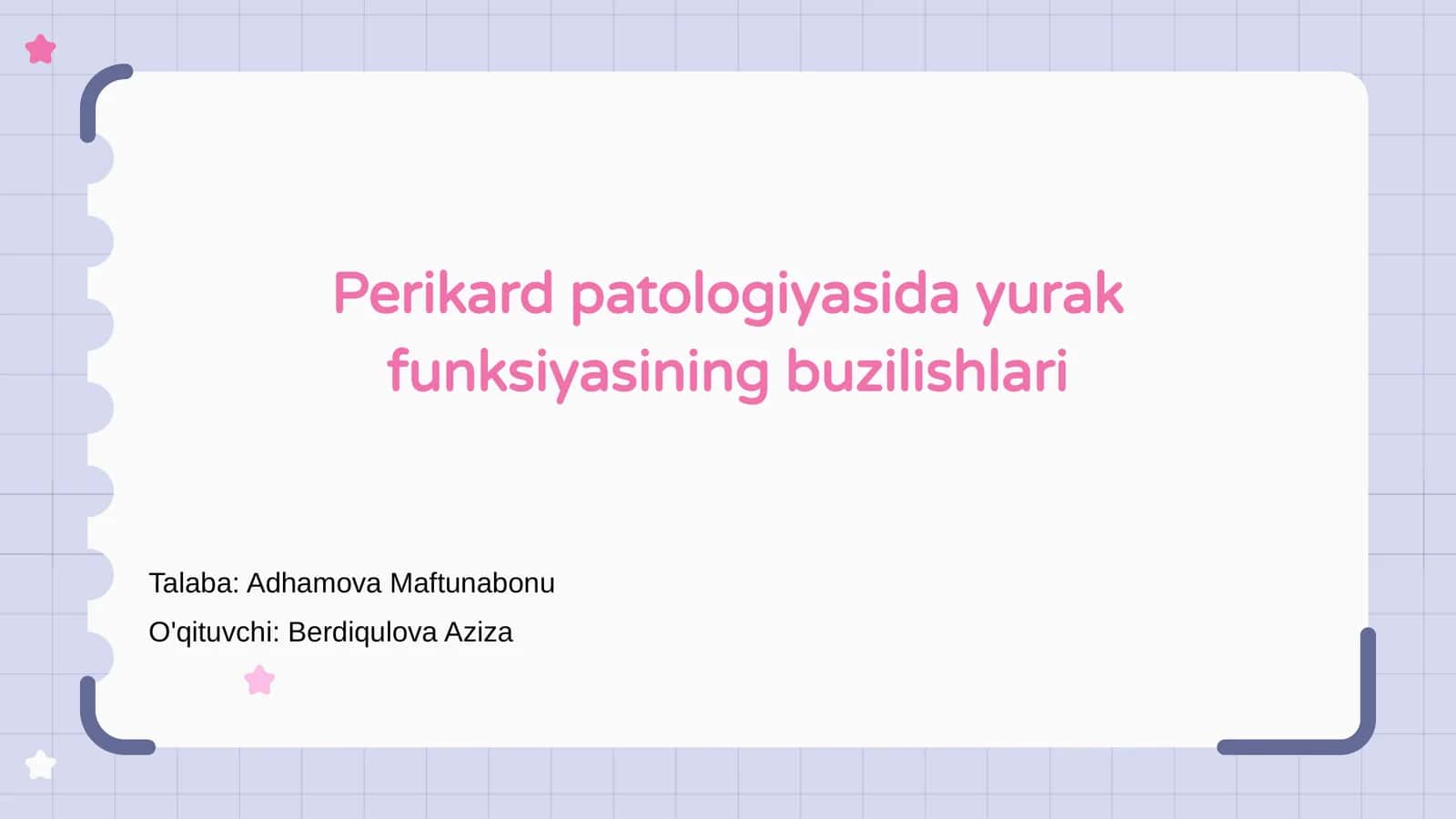 Perikard patologiyasida yurak funksiyasining buzilishlari 1