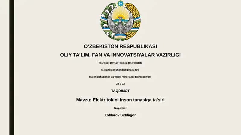 Elektr tokini inson tanasiga ta'siri