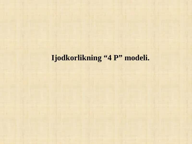 Ijodkorlikning “4 P” modeli 1