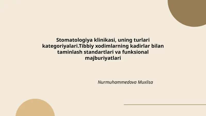 Stomatologiya klinikasi, uning turlari kategoriyalari 1