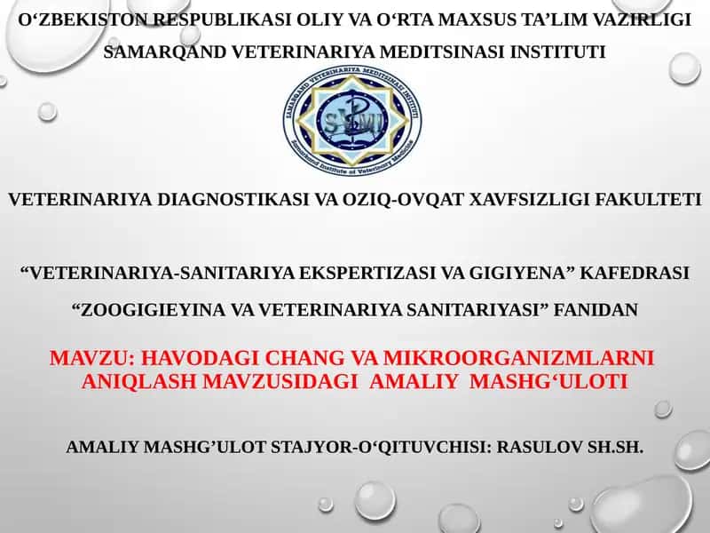 Havodagi chang va mikroorganizmlarni aniqlash 1