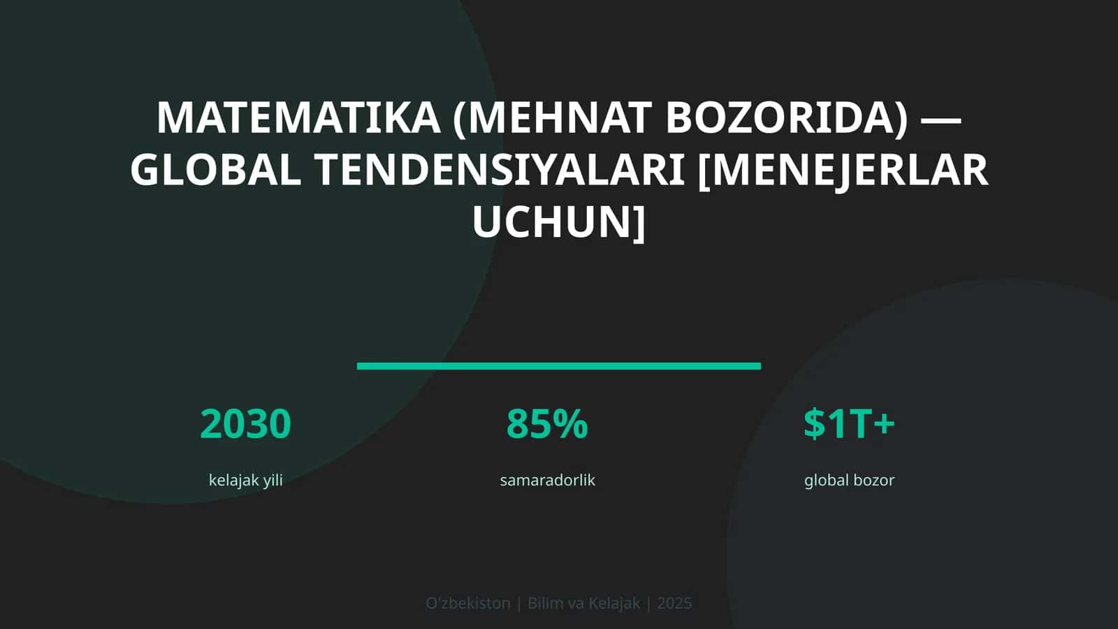 Matematika (mehnat bozorida) — global tendensiyalari [menejerlar uchun] 1