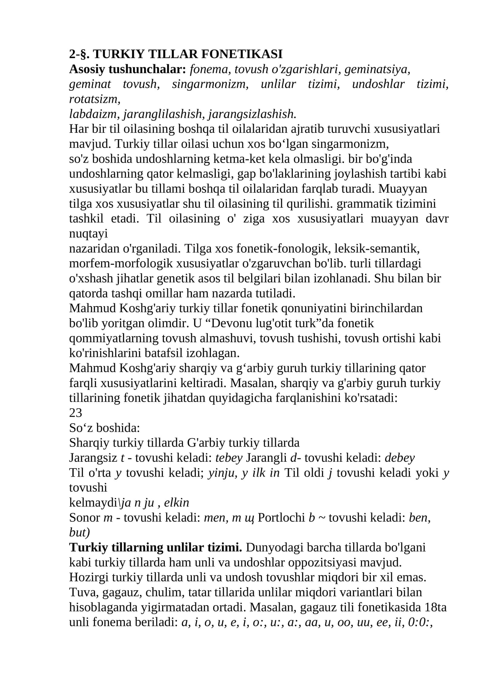 TURKIY TILLAR FONETIKASI 1