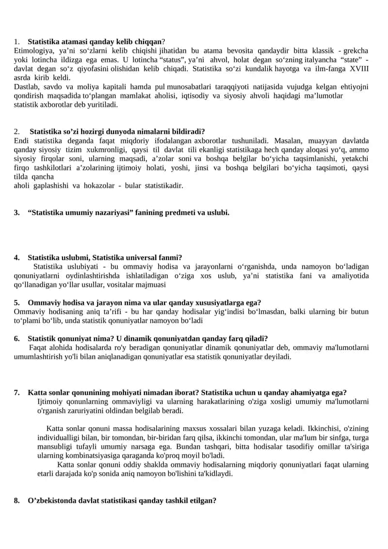 Statistika umumiy nazariyasi 1