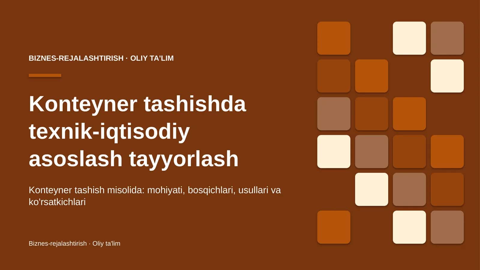Konteyner tashishda texnik-iqtisodiy asoslash tayyorlash 1