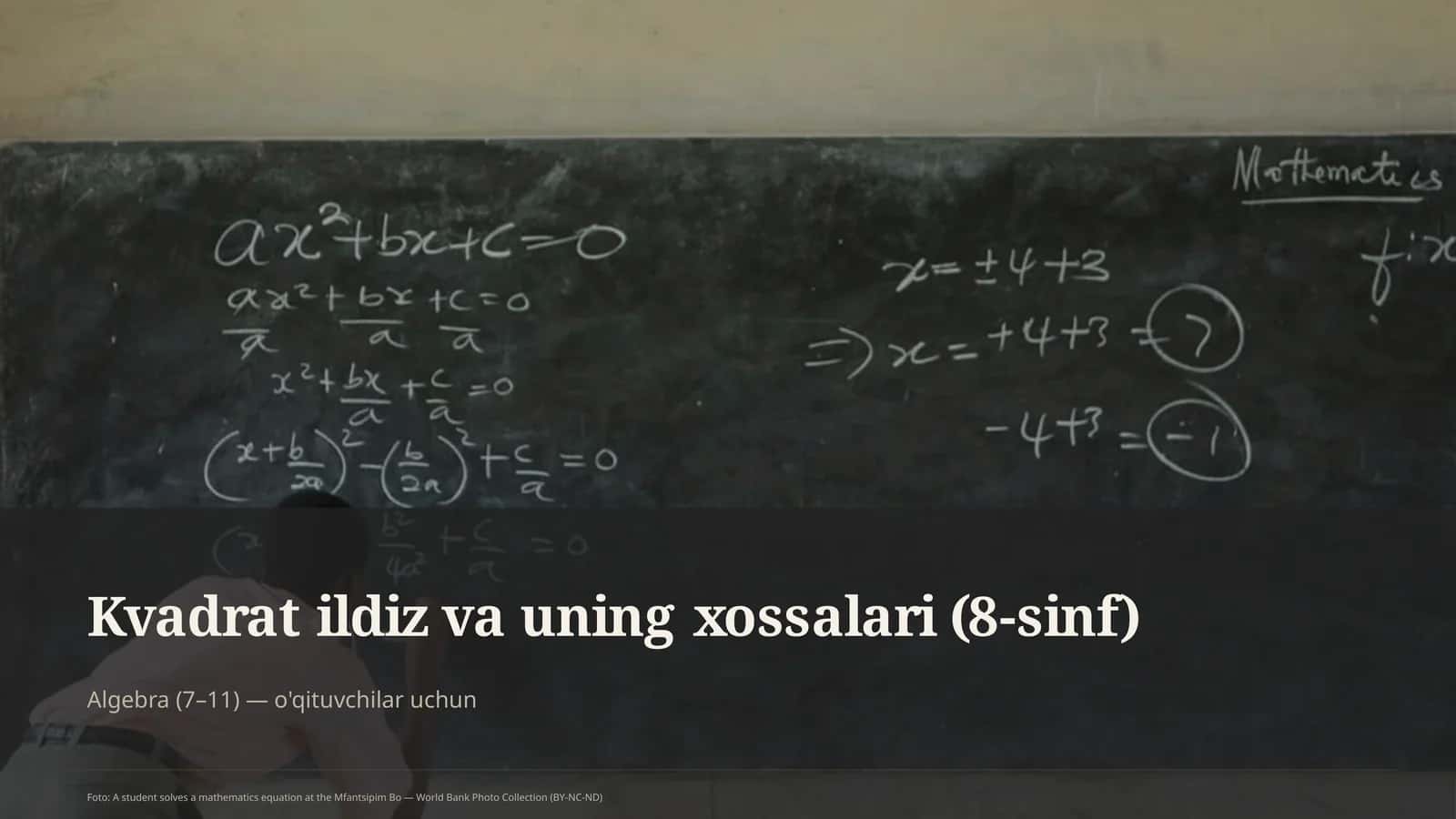 Kvadrat ildiz va uning xossalari (8-sinf) 1