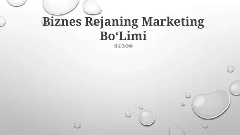 Biznes Rejaning Marketing Bo‘Limi 1