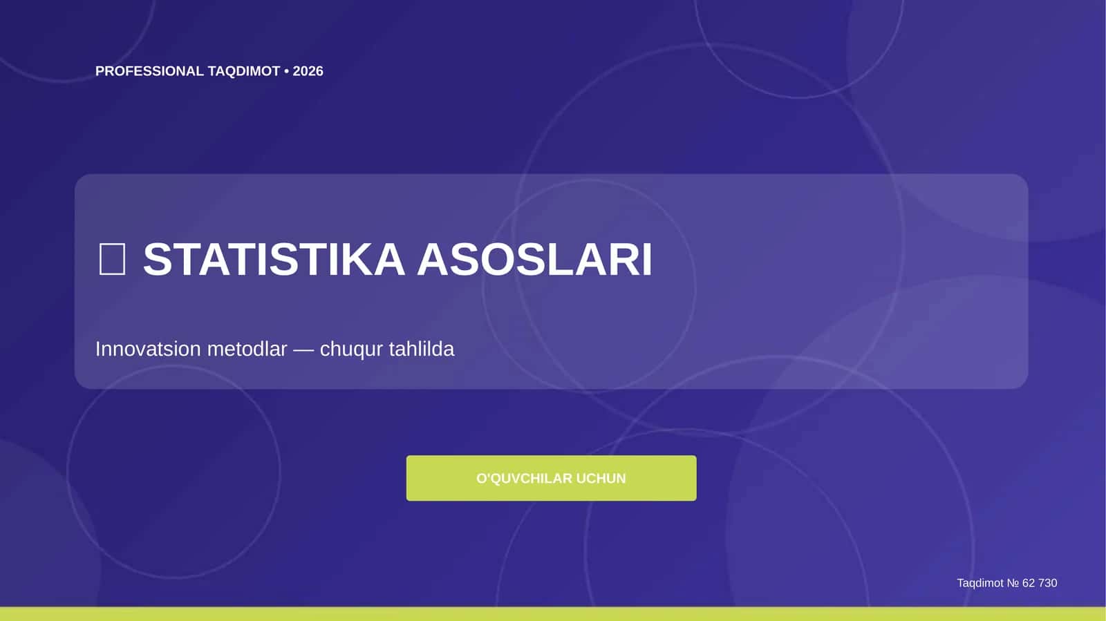 STATISTIKA ASOSLARI 1