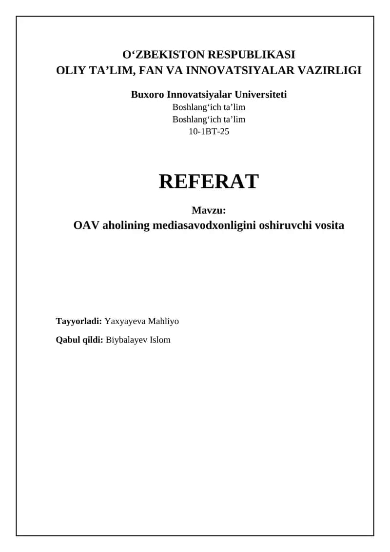 OAV aholining mediasavodxonligini oshiruvchi vosita 1